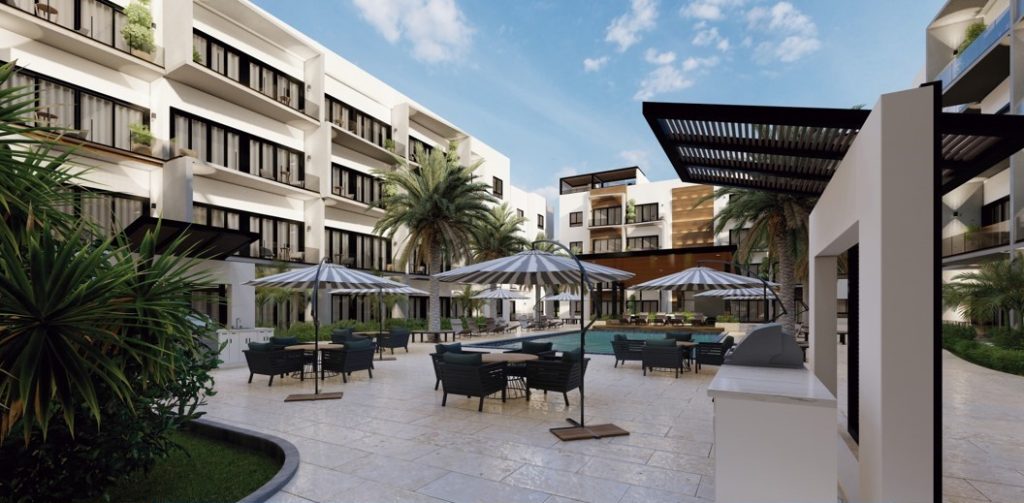 Proyecto de apartamentos en construcción de 1 habitación + estudio en Downtown Punta cana-DR